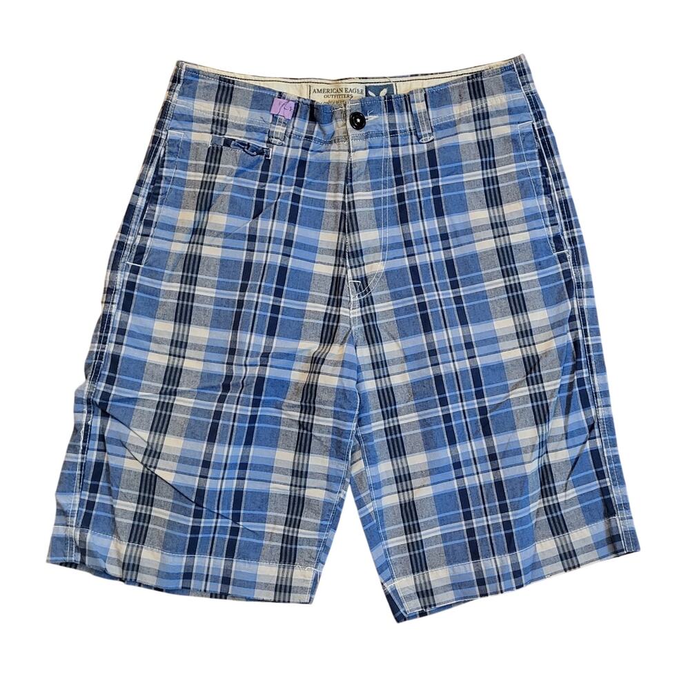 American Eagle Outfitters Shorts Men Size 32 Plaid Multi-Color Blue Plaid
